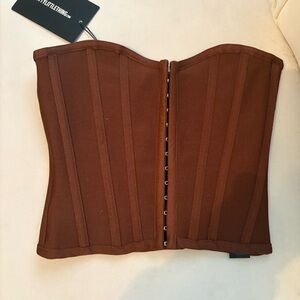 PrettyLittleThings Chocalate Bandage Hook and Eye Corset - NWT